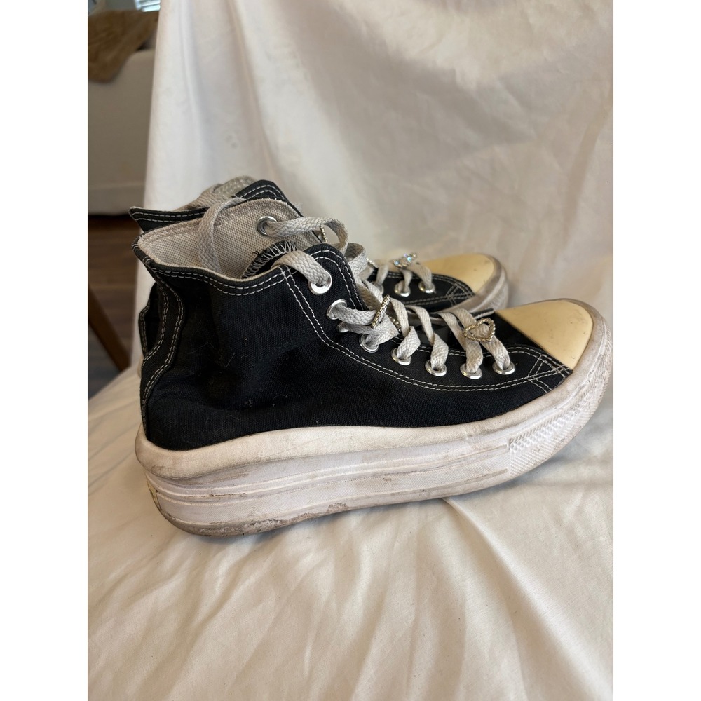 Converse Chuck Taylor All Star Move Platform High Top Black Rhinestone Heart 8 - Picture 6 of 7